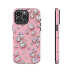 Pink Rhinestone Diamond Pattern Phone Case | Sparkle Gem Print