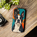 Boston Terrier Pop-Art Portrait Tough Phone Case - Teal Orange