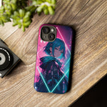 Anime Girl Phone Case Teal, Neon Kanji Calm Gradient Tough Cover