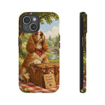 Cocker Spaniel Picnic Scene phone case | vintage dog art