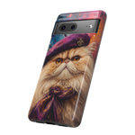 Persian Cat Beret Portrait Tough Phone Case - Painterly