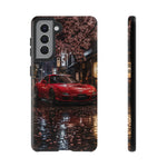 Red FD RX-7 Blossom Alley Tough Phone Case - Rain-Slicked Night