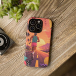 Retro Runner Sunset phone case | 80s Vaporwave jogging design