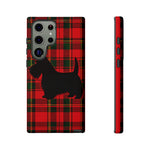 Scottish Terrier Silhouette Plaid Art Tough Phone Case