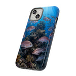 Snapper Reef Phone Case, Sunlit School Ocean Fishing Tough Cover