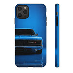 Muscle Car Phone Case Blue 68 Charger RT, Retro Tough Cover for Men