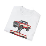 1982 Chevy K10 Silverado Red Pickup T-Shirt | Trio Truck Illustration