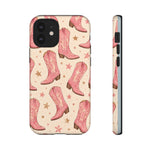 Pink Cowboy Boots phone case | Western pattern | Pastel stars