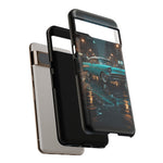 Vintage Teal 1957 Bel Air Classic Car Tough Case | Retro Rainy City Phone Cover