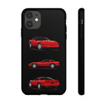 C4 Corvette Art Phone Case Red, Three-View Vector Cover, Gift
