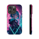 Anime Girl Phone Case Teal, Neon Kanji Calm Gradient Tough Cover