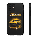 Z06 Corvette Phone Case, Yellow Neon Chrome Studio Cover