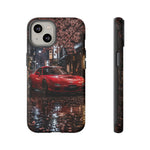 Red FD RX-7 Blossom Alley Tough Phone Case - Rain-Slicked Night