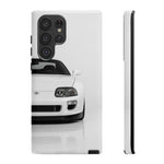 White MK4 Supra Phone Case, Retro 90s JDM Tough Cover for Car Enthusiasts