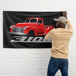 1953 Chevy 3100 Pickup Wall Flag Banner 34x56 Red Stepside Classic Truck
