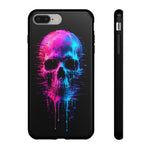 Neon Glitch Skull Phone Case, Dripping Paint Scanline Cover