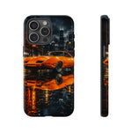 Orange Daytona Phone Case, Rainy City Night Muscle Car Tough Cover