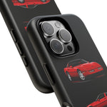 C4 Corvette Art Phone Case Red, Three-View Vector Cover, Gift