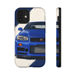 R34 Skyline GT-R Bayside Blue Tough Phone Case for 90s JDM Fans