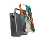 Boston Terrier Pop-Art Portrait Tough Phone Case - Teal Orange
