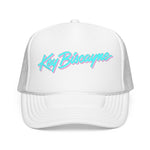 Key Biscayne Miami Trucker Hat Retro Script Snapback Neon Pastel South Florida Beach Cap