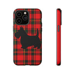 Scottish Terrier Silhouette Plaid Art Tough Phone Case