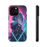 Anime Girl Phone Case Teal, Neon Kanji Calm Gradient Tough Cover