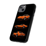 C3 Corvette Art Phone Case Orange, Three-View Vector Cover, Gift