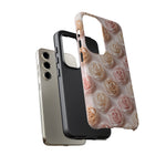Silk Rose Phone Case, Blush Pink Floral Pattern Tough Cover, Gift