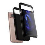 Glitch Wolf Howl Art Tough Phone Case - Blue Violet