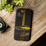 Yellow Camaro Z28 Phone Case, Classic Muscle Car Studio Stripe Cover