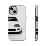White MK4 Supra Phone Case, Retro 90s JDM Tough Cover for Car Enthusiasts