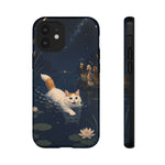 Turkish Van Swimming Cat Tough Case | Whimsical Night Pond, Lily Pads, Ducks