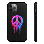 Glitch Peace Sign Phone Case, RGB Melt Digital Art Tough Cover, Gift