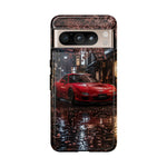 Red FD RX-7 Blossom Alley Tough Phone Case - Rain-Slicked Night