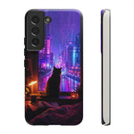 Lo-Fi Cat Neon Rain Window Vaporwave Art Tough Phone Case