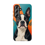 Boston Terrier Pop-Art Portrait Tough Phone Case - Teal Orange