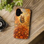 Yorkshire Terrier Jumping in Autumn Leaves Tough Case | Fall Dog Phone Cover