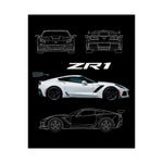 Chevy C7 ZR1 Poster Wall Art Print Supercar Blueprint Garage Decor