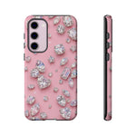 Pink Rhinestone Diamond Pattern Phone Case | Sparkle Gem Print