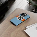 Copy of Blue Orange Number 20 Retro Racing Stripe Tough Phone Case Cover