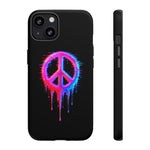 Glitch Peace Sign Phone Case, RGB Melt Digital Art Tough Cover, Gift