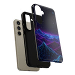 Retro Neon Mountains Phone Case | Vaporwave Galaxy Landscape