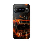 Orange Cuda Phone Case, Rainy City Night Muscle Car Tough Cover
