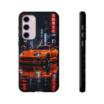 Orange Supra Phone Case, Neon City Night JDM Sports Car Tough Cover