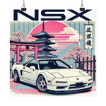 NSX Poster JDM Classic Car Tokyo Temple Cherry Blossom Wall Art