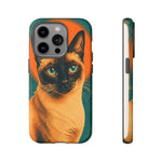 Siamese Cat Retro Halftone Portrait Case - Orange Teal Print