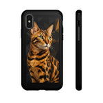 Bengal Cat Geometric Portrait Tough Phone Case - Gold Black Poly