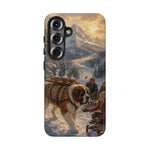 Saint Bernard Winter Rescue phone case | snowy mountain dog scene