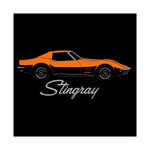 1969 Chevy Corvette Stingray Poster Classic C3 Sports Car Wall Art Print Orange